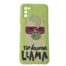 Чехол накладка для SAMSUNG Galaxy A03s (SM-A037F), защита камеры, силикон, бархат, рисунок no drama LLAMA Чехол накладка для SAMSUNG Galaxy A03s (SM-A037F), защита камеры, силикон, бархат, рисунок no drama LLAMA