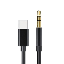 Аудио кабель, переходник USB Type C (папа) на AUX Jack 3.5 мм (папа), длина 1 метр, цвет черный