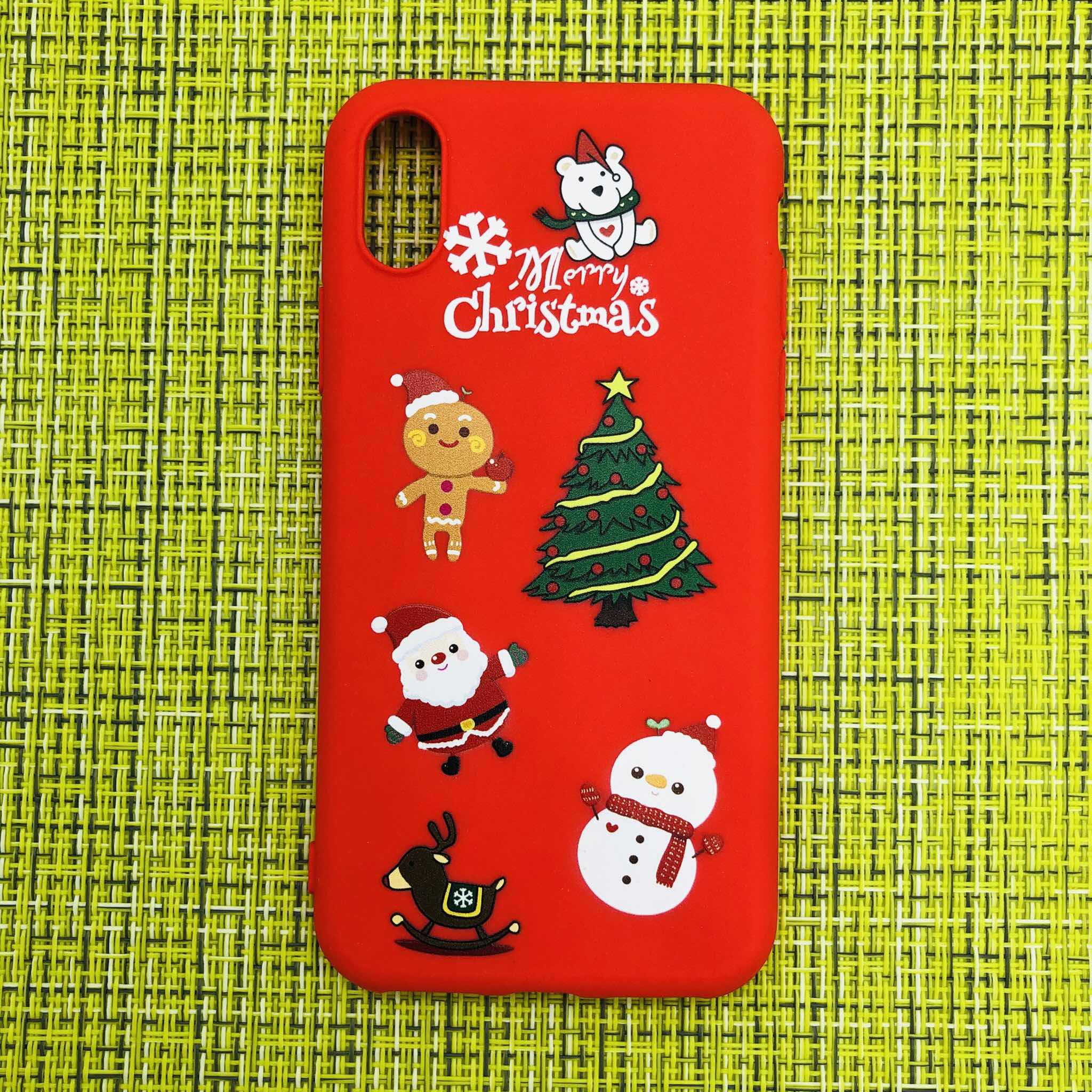 Чехол накладка для APPLE iPhone X, XS, силикон, рисунок Merry Christmas,  Олень, Снеговик.