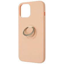 Чехол накладка RING для APPLE iPhone 12 Pro Max, силикон, кольцо держатель, цвет розовый песок