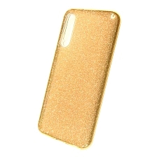 Чехол накладка для XIAOMI MI A3, MI CC9E, силикон, блестки, цвет золотистый.
