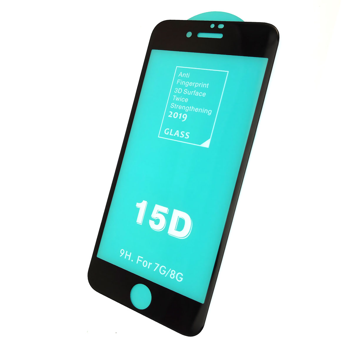 Защитное стекло 15D для APPLE iPhone 7, iPhone 8, цвет окантовки черный.