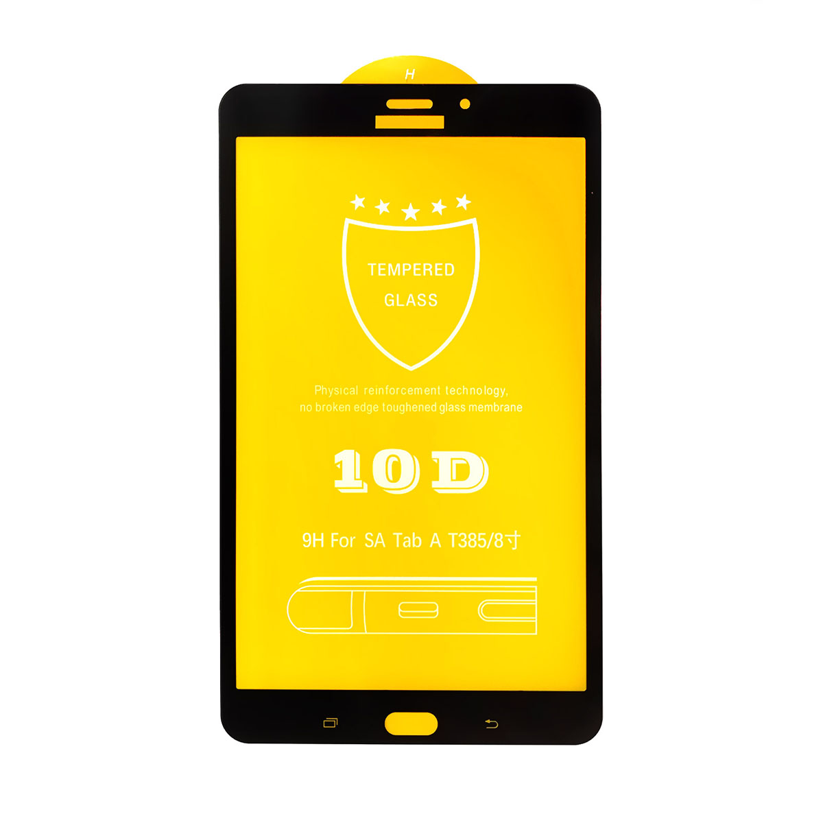 Защитное стекло 10D для планшета SAMSUNG Galaxy Tab A 8.0 (SM-T380, SM-T385), цвет окантовки черный.