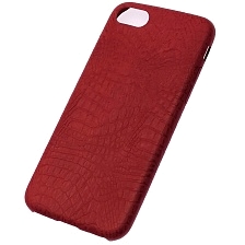 Чехол накладка для APPLE iPhone 7, iPhone 8, силикон, пластик, ультратонкий, под кожу змеи, цвет красный.