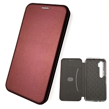 Чехол книжка для XIAOMI MI CC9 PRO, NOTE 10, экокожа, визитница, магнит, цвет бордовый.
