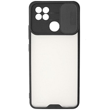 Чехол накладка LIFE TIME для Realme C21, силикон, пластик, матовый, со шторкой для защиты задней камеры, цвет окантовки черный