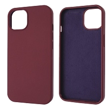 Чехол накладка Silicon Case для APPLE iPhone 13 (6.1), силикон, бархат, цвет бордовый