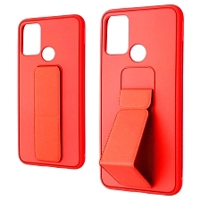 Чехол накладка STAND для HUAWEI Honor 9A (MOA-LX9N), подставка, магнит, экокожа, цвет красный