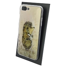 Чехол накладка для APPLE iPhone 7 Plus, iPhone 8 Plus, силикон, глянцевый, рисунок Удивленный ежик