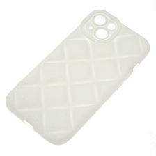 Чехол накладка для APPLE iPhone 13 (6.1"), силикон, 3D ромб, цвет белый