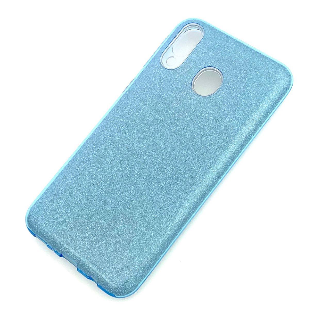 Чехол накладка Shine для SAMSUNG Galaxy M20 (SM-M205), силикон, блестки, цвет голубой.