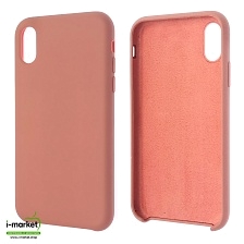 Чехол накладка Silicon Case для APPLE iPhone XR, силикон, бархат, цвет бежево красный.