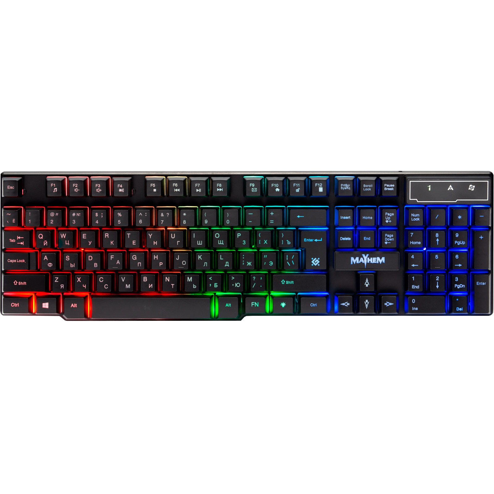 Клавиатура проводная DEFENDER GK-360DL, RGB подсветка, игровая, цвет черный Клавиатура проводная DEFENDER GK-360DL, RGB подсветка, игровая, цвет черный