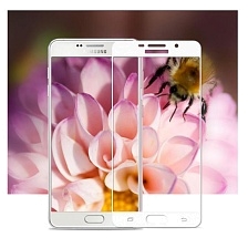 Стекло защитное "4D" для Samsung A3 (2016) в техпаке, цвет белый.