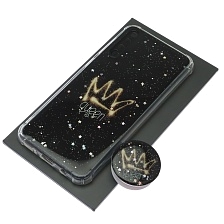 Чехол накладка для SAMSUNG Galaxy A50, A30s, A50s, силикон, фактурный глянец, с поп сокетом, рисунок QUEEN