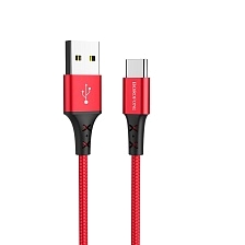 Кабель BOROFONE BX20 Enjoy USB Type C, 2A, длина 1 метр, силикон, нейлоновая оплетка, цвет красный