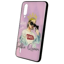 Чехол накладка для XIAOMI MI A3 LITE, MI CC9, MI 9 LITE, силикон, стекло, рисунок королева селфи.