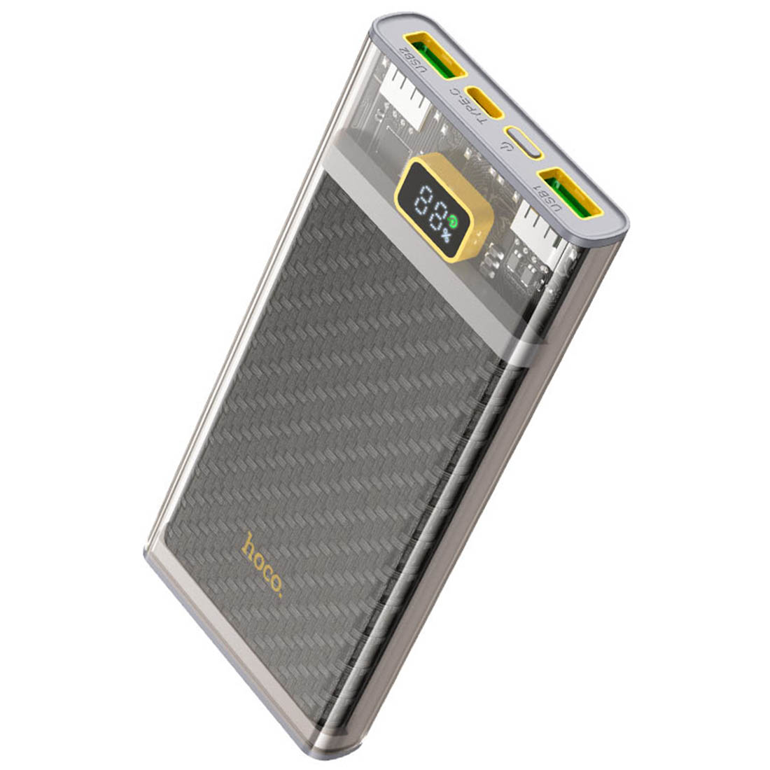 Внешний портативный аккумулятор, Power Bank HOCO J103, 10000 mAh, 22.5W, PD20W, LED дисплей, цвет серый Внешний портативный аккумулятор, Power Bank HOCO J103, 10000 mAh, 22.5W, PD20W, LED дисплей, цвет серый