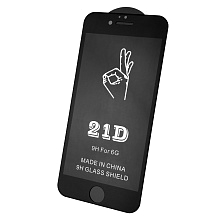 Защитное стекло 21D FULL GLUE BEST для APPLE iPhone 6, 6G, 6S, цвет окантовки черный.
