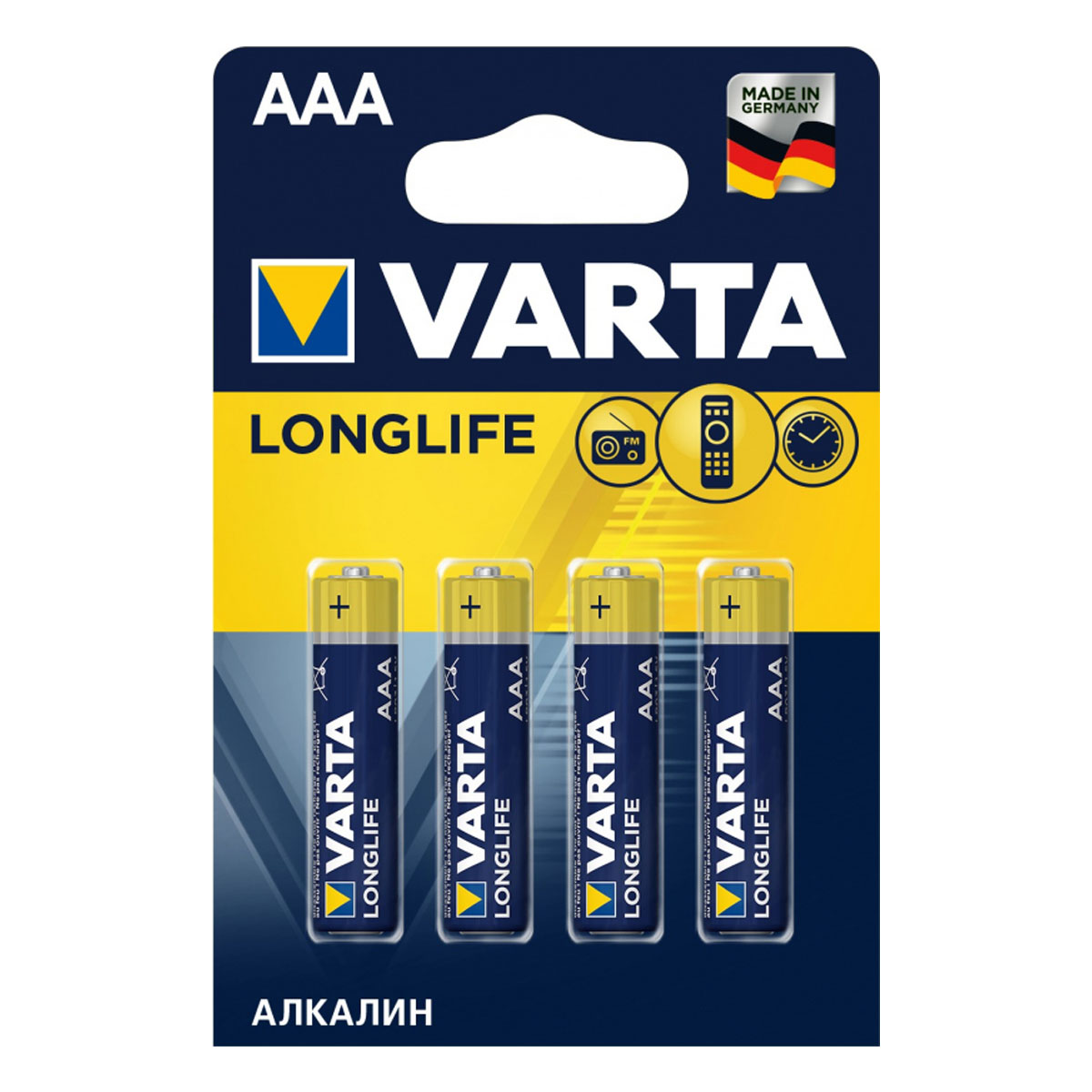 Батарейка VARTA LONGLIFE LR03 AAA BL4 Alkaline 1.5V