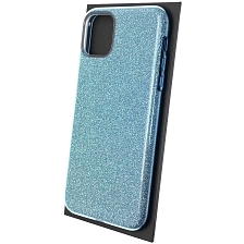 Чехол накладка Shine для APPLE iPhone 11 Pro Max 2019, силикон, блестки, цвет голубой.