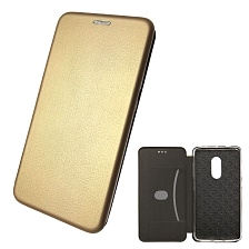 Чехол книжка для XIAOMI Redmi Note 4X, экокожа, визитница, цвет золотистый.