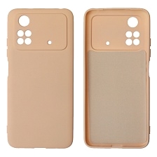 Чехол накладка NANO для XIAOMI POCO M4 Pro 4G, силикон, бархат, цвет розовый песок