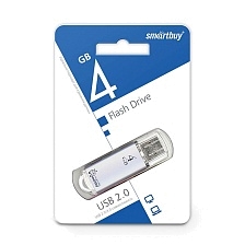 Флешка USB 2.0 4GB SMARTBUY V-Cut (SB4GBVC-S), цвет серебристый