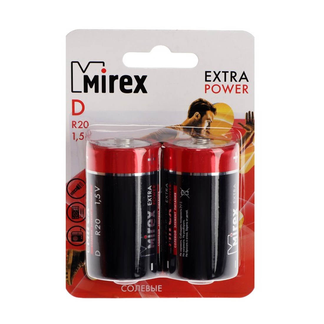 Батарейка MIREX EXTRA POWER R20 D BL2 1.5V