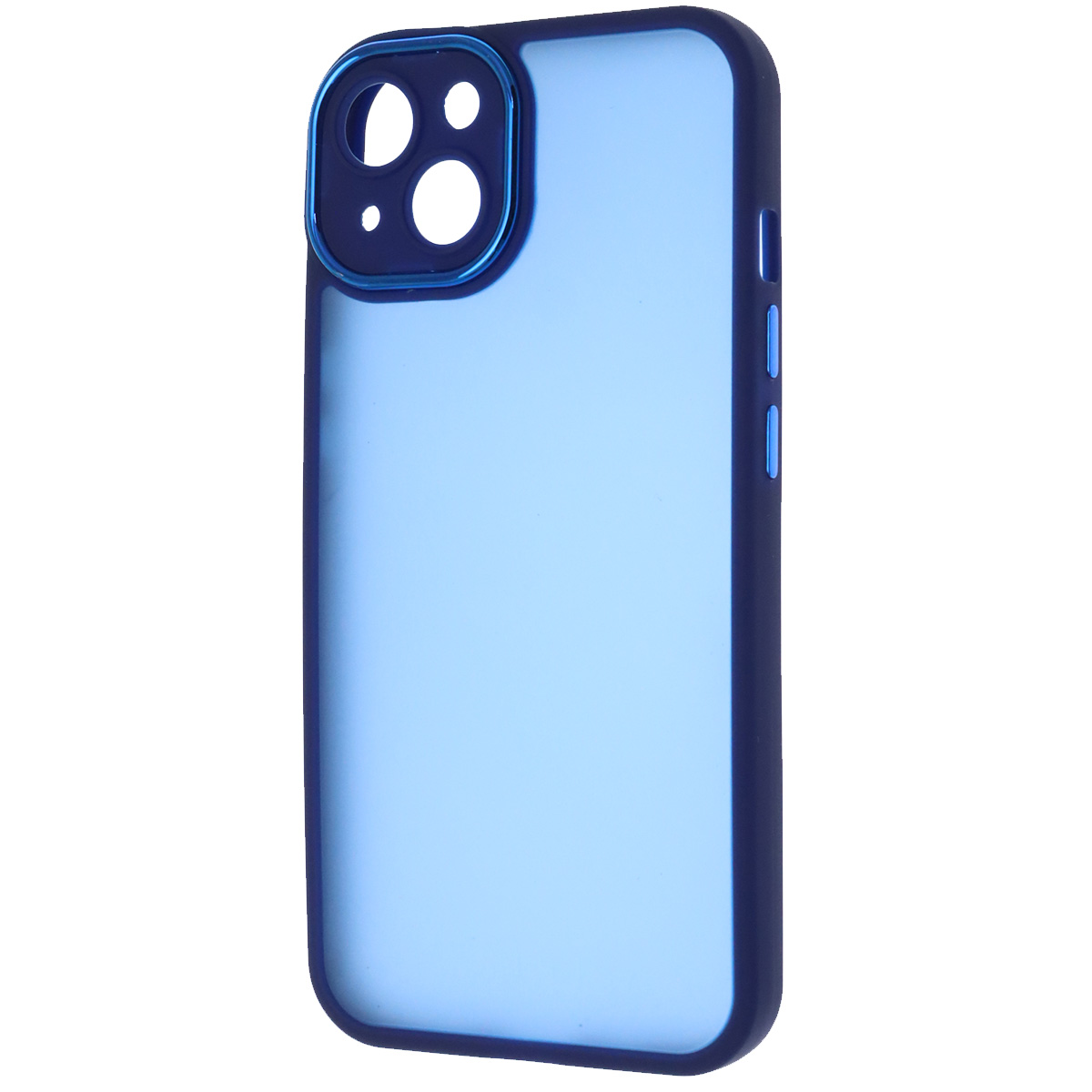 Чехол накладка KING для APPLE iPhone 13 (6.1"), силикон, пластик, защита камеры, цвет окантовки темно синий