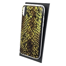 Чехол накладка для APPLE iPhone X, iPhone XS, силикон, глянцевый, рисунок Желтая кожа крокодила