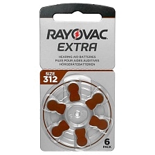 Батарейка для слуховых аппаратов RAYOVAC Extra, ZA312 (PR41,AC312,DA312), BL6, 1.45V