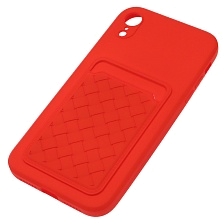 Чехол накладка CARD CASE для APPLE iPhone XR, силикон, отдел для карт, цвет красный