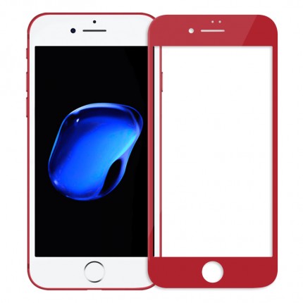Защитное стекло 4D для Apple iPhone 7 (4.7") красный кант ZARIF.
