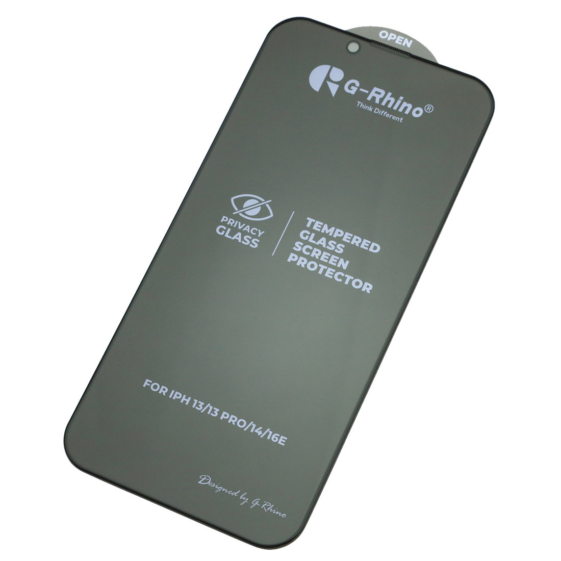 Защитное стекло Антишпион G-Rhino для APPLE iPhone 13 (6.1"), iPhone 13 Pro (6.1"), iPhone 14 (6.1"), iPhone 16e (6.1"), цвет окантовки черный (Тип 2)