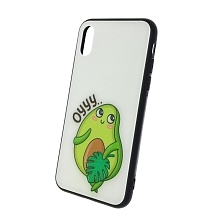 Чехол накладка для APPLE iPhone X, iPhone XS, силикон, стекло, рисунок AVOCADO Oyyy....