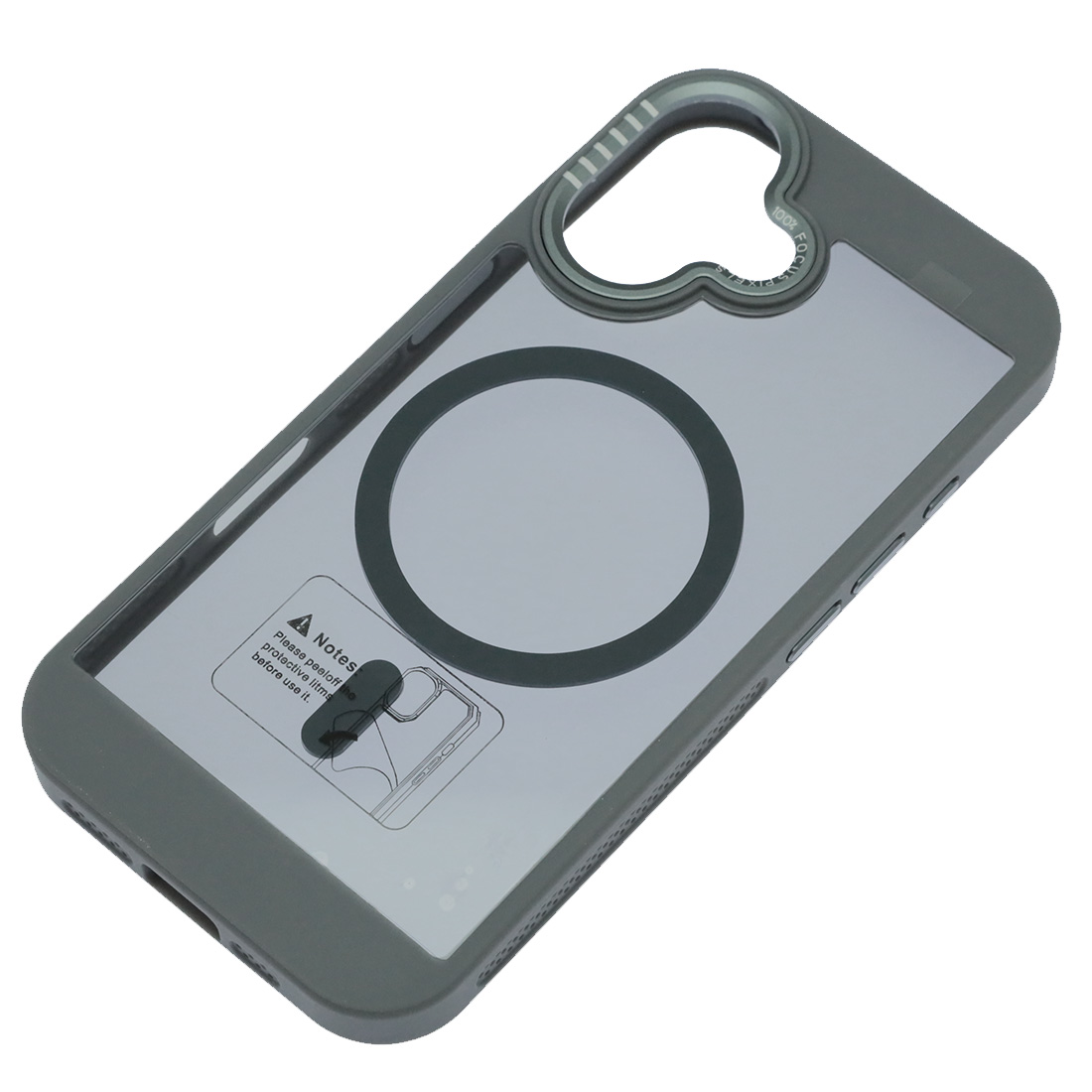 Чехол накладка с поддержкой MagSafe для APPLE iPhone 16 (6.1"), силикон, пластик, цвет окантовки серый Чехол накладка с поддержкой MagSafe для APPLE iPhone 16 (6.1"), силикон, пластик, цвет окантовки серый