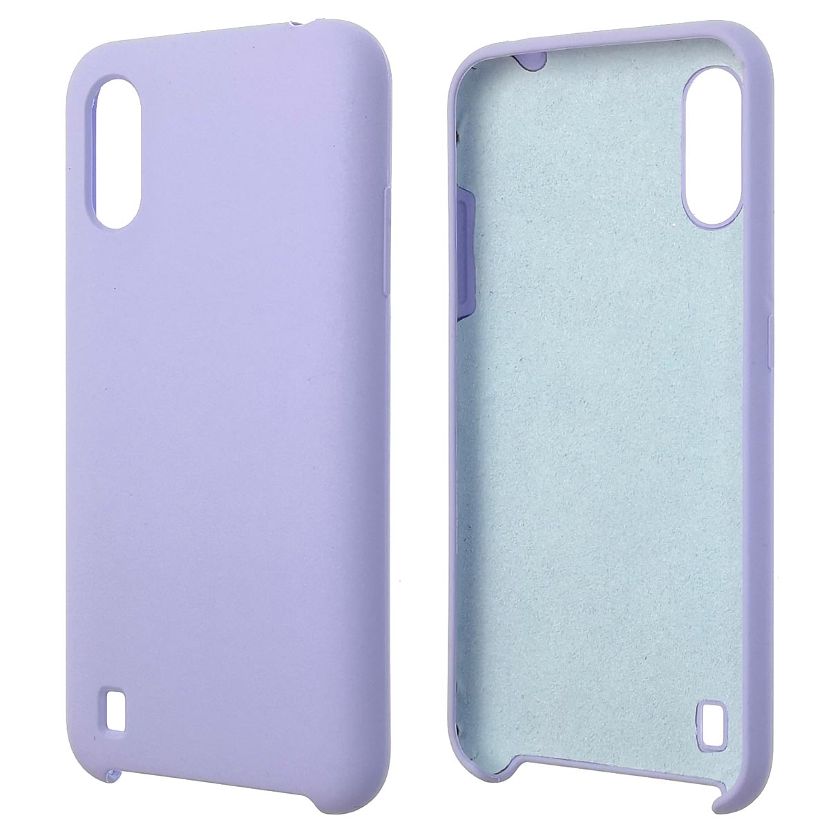 Чехол накладка Silicon Cover для SAMSUNG Galaxy A01 (SM-A015), силикон, бархат, цвет сиреневый | РЕТРО 6
