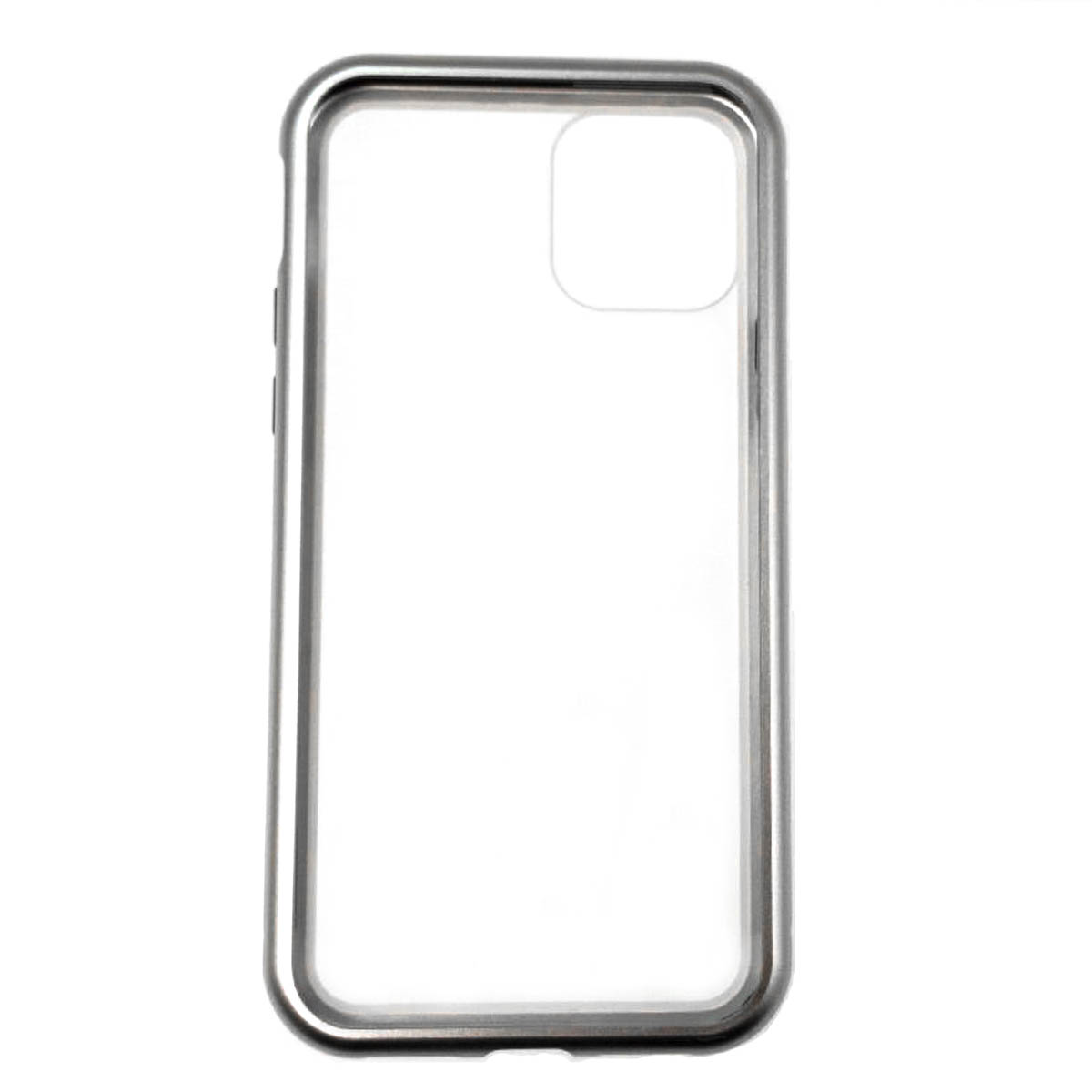 Чехол магнитный для APPLE iPhone 11 Pro, стекло, металл, цвет окантовки серебристый (распродажа -50%)