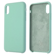 Чехол накладка Silicon Case для APPLE iPhone X, iPhone XS, силикон, бархат, цвет бирюзовый