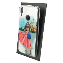 Чехол накладка для HUAWEI Honor 8C, силикон, блестки, рисунок J mog