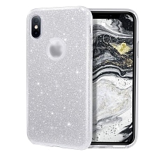 Чехол накладка Shine для APPLE iPhone XR, силикон, блестки, цвет серебристый
