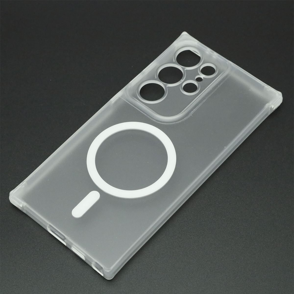 Чехол накладка Sky Armor с поддержкой MagSafe для SAMSUNG Galaxy S24 Ultra, сменные уголки для шнурка, прозрачный, цвет окантовки белый