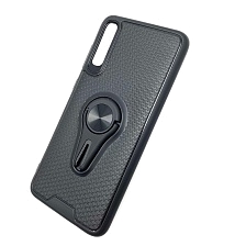Чехол-накладка FC для SAMSUNG Galaxy A70 2019 (SM-A705), силиконовая с подставкой-держателем и металлической вставкой для магнитного держателя, цвет чёрный.