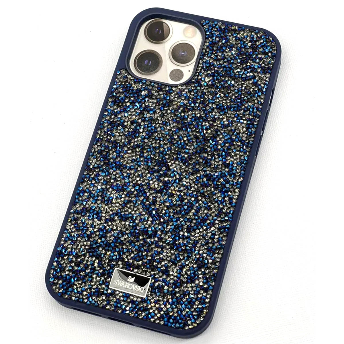 Чехол накладка для APPLE iPhone 12 Pro Max (6.7"), стразы, цвет темно синий