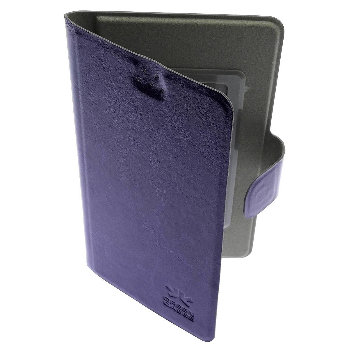 Чехол книжка универсальная GREEN CASES для смартфонов размером M, экокожа, цвет фиолетовый