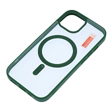 Чехол накладка Magnetic с поддержкой MagSafe для APPLE iPhone 15, силикон, цвет окантовки темно зеленый Чехол накладка Magnetic с поддержкой MagSafe для APPLE iPhone 15, силикон, цвет окантовки темно зеленый