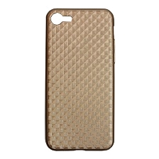 Накладка для Apple iPhone 7 (4.7") пластиковая золотистая с лого орнамент квадрат-ромб.