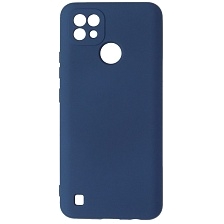 Чехол накладка NANO для Realme C21, силикон, бархат, цвет синий кобальт