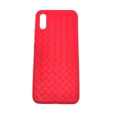 Чехол накладка для XIAOMI Redmi 9A, силикон, плетение, цвет красный